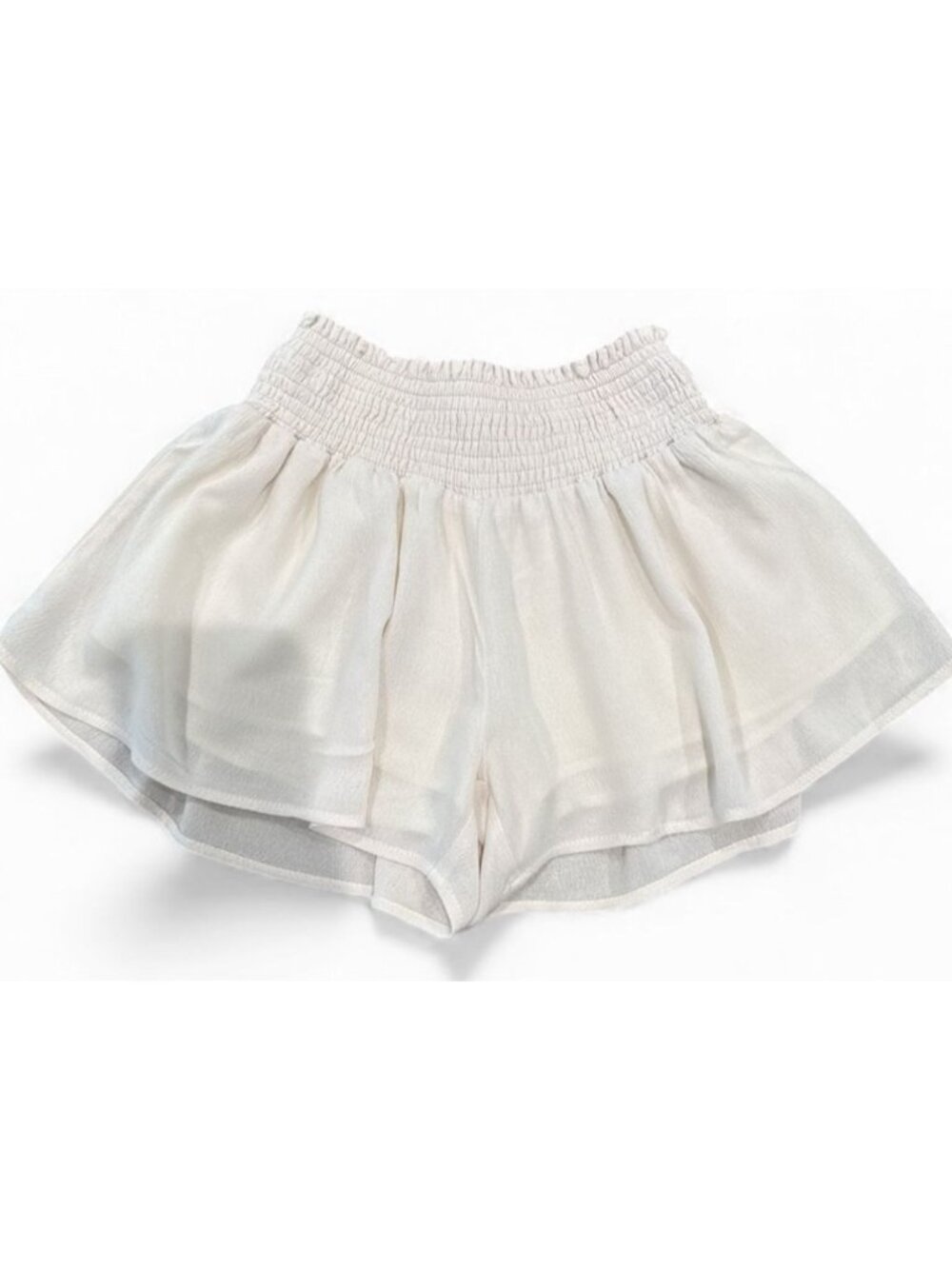 Hayden Girls Beige Smocked Waist Relaxed Shorts - Size M